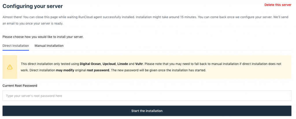 Configurating RunCloud