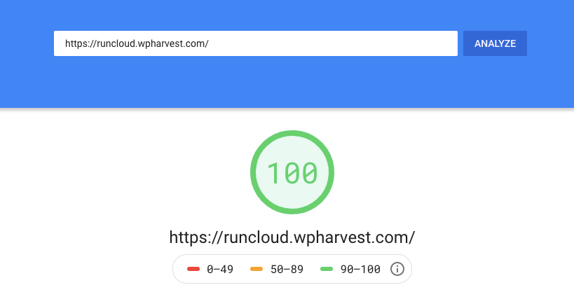 RunCloud on Linode - Google Pagespeed Insights results
