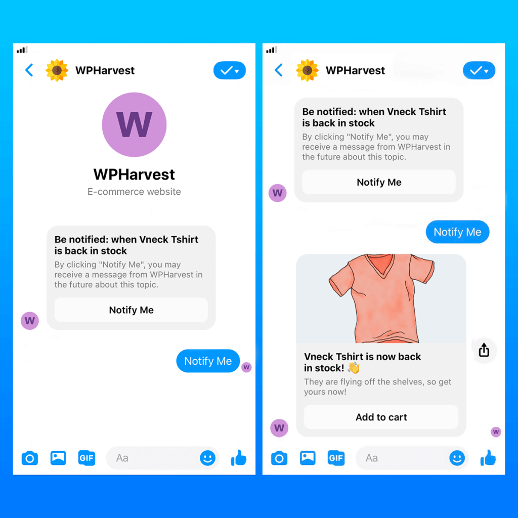 WooCommerce to Messenger back in stock reminder